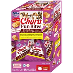 Inaba Churu Fun Bites Lækre Bløde Hundegodbidder Kylling & Sød Kartoffel 96g
